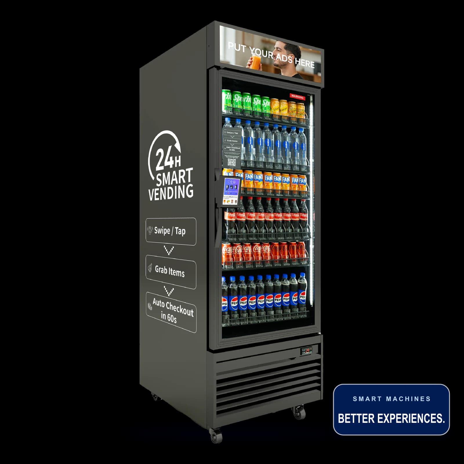 Large Smart Shelf cashless vending machine with digital display