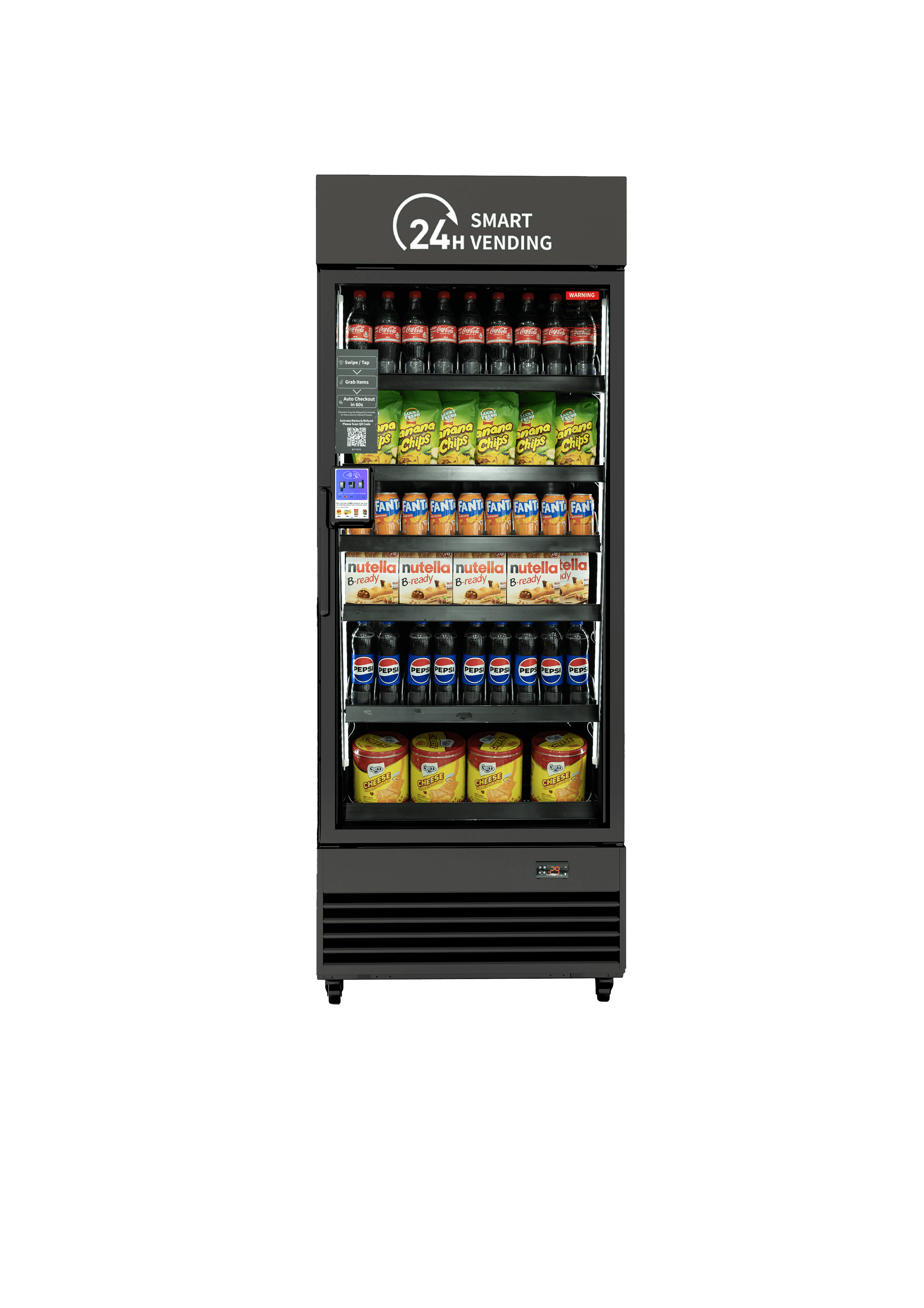 Front view of a stocked Smart Shelf vending machine