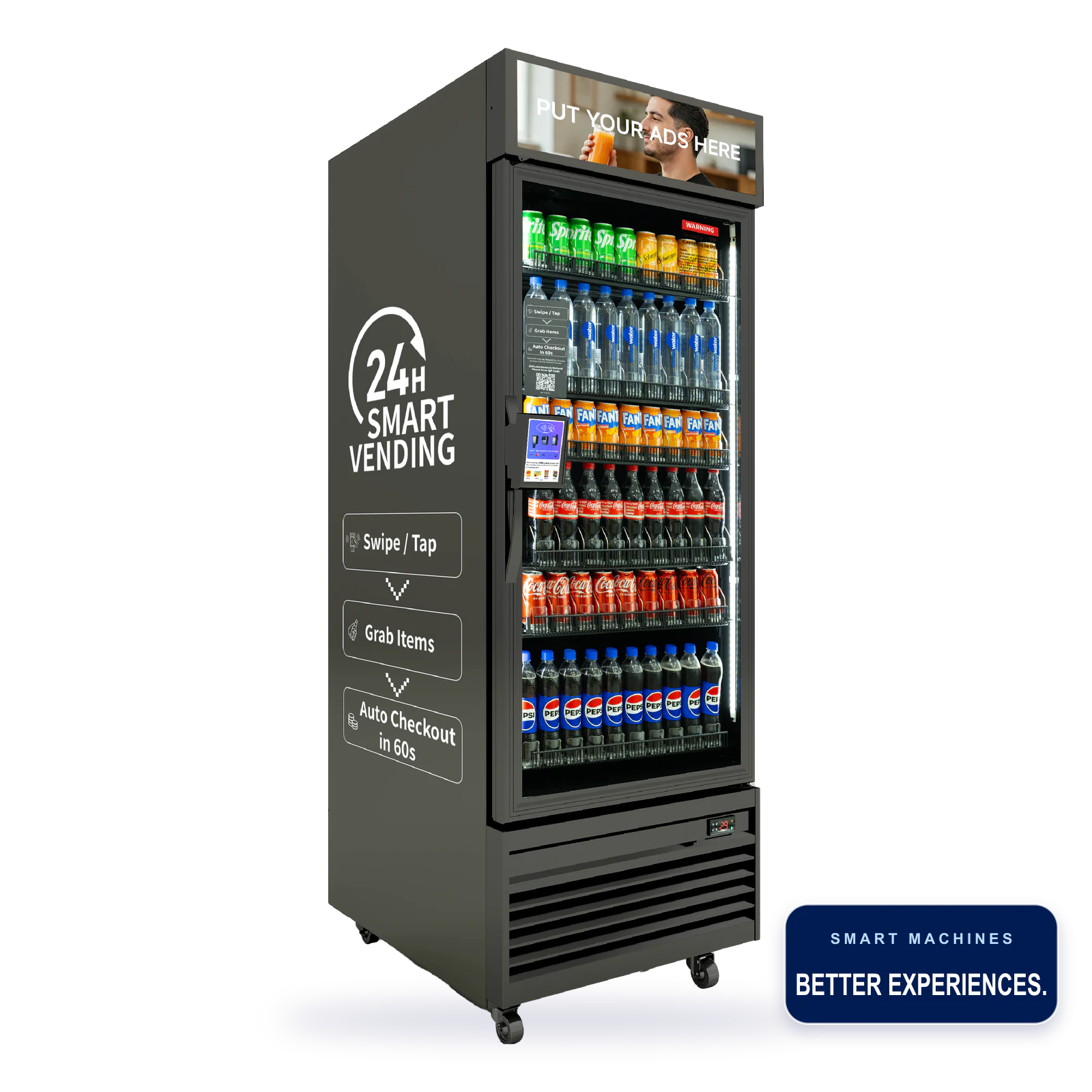 Large Smart Shelf cashless vending machine with digital display